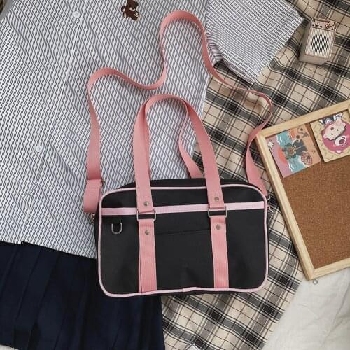Preppy Style Canvas Bags For Women Hit Color Design Student Crossbody Shoulder Bag Fashion Casual Ladies Small Zipper Handbags