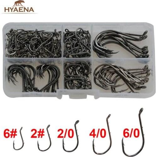 Hyaena 190pcs 8299 High Carbon Steel Fishing Hook Barbed 2 Slices Back Body Fishhook Set With Box Octopus For Fishing Lure