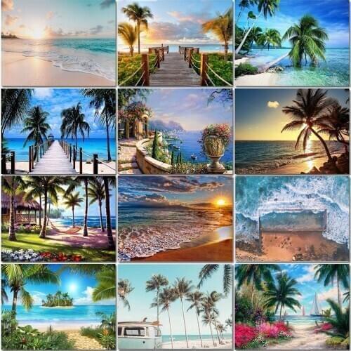 Full 5D Diy Diamond Painting Beach Diamond Mosaic Landscape New 3D Diamond Crystal Embroidery Cross Stitch Rhinestones Painting