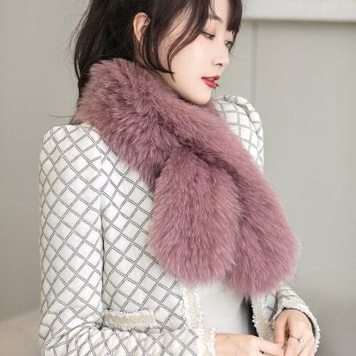 BESFILIN Classic Natural real fox fur scarf womens autumn and winter fox knitted collar with thickened warm double-sided