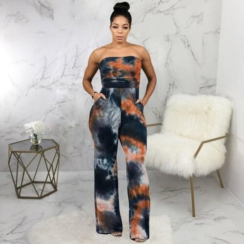 Off The Shoulder Elegant Bodycon Jumpsuits for Women Chest Wrap Sleeveless Wide Leg Romper Fashion Side Pocket Backless Outfit