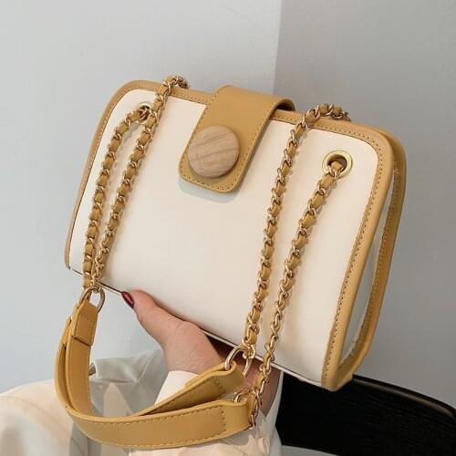 Small Leather Square Shoulder Bags for Women Simple Chain Crossbody Bags Ladys Pure Color Messenger Bag Luxury Designer Handbags