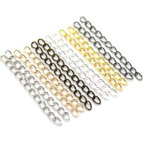 ACLOVEX 100pcs Metal Iron Bracelet Necklace Chains Extenders Gold Silver Color Extension Chain For Diy Jewelry Making Findings