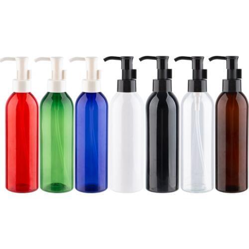 Refillable PET Cosmetic Bottle With Oil Pump 250ml High Quality D.I.Y Plastic Bottles For Personal Care Liquid Soap Body Cream