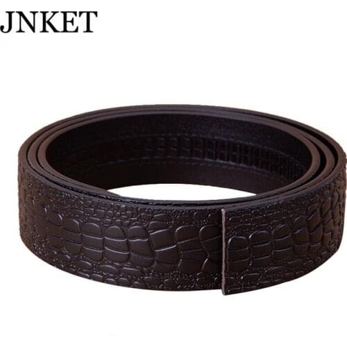JNKET Fashion Mens Genuine Leather Belt Crocodile Pattern Belt Automatic Buckle Belt Without Buckle Business Waist Belts