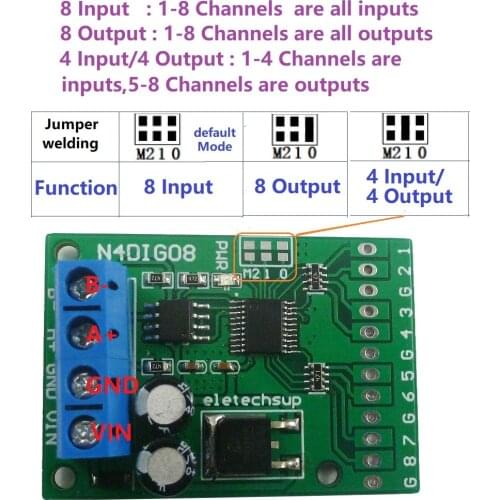 N4dig08 3 In 1 8ch Input/Output Digital Switch Ttl Lvttl Cmos Rs485 Io Control Module Modbus Rtu Board For Plc Relay