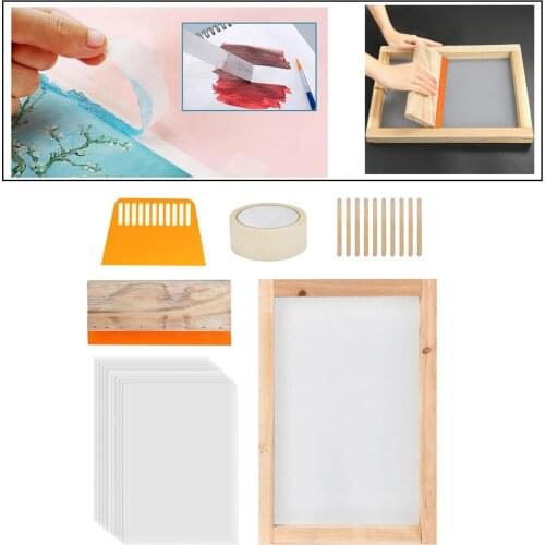 Set of 24 Screen Printing Starter kit Silk Screen Frame , Squeegees, A4 Inkjet Transparency Film for DIY Arts Craft Project
