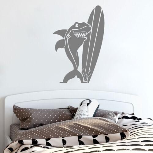 Beach Shark Skateboarding Wall Sticker Beauty Fashion Home Decoration Vinyl Art Design Poster Mural Modern Home Decor CX1232