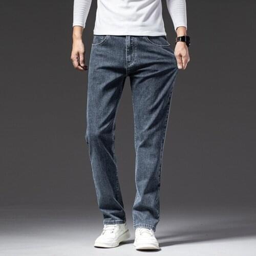 2021 SULEE Autumn New Men Business Casual Straight-leg Jeans High Quality Elasticity Denim Pants Male Brand Trousers