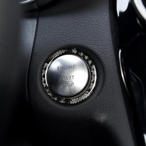 NEW Car Key Start Stop Interior Decoration Circle Cover Ring Styling Fit For Mercedes E GLC Class Carbon W205 C Car Fi T3T5