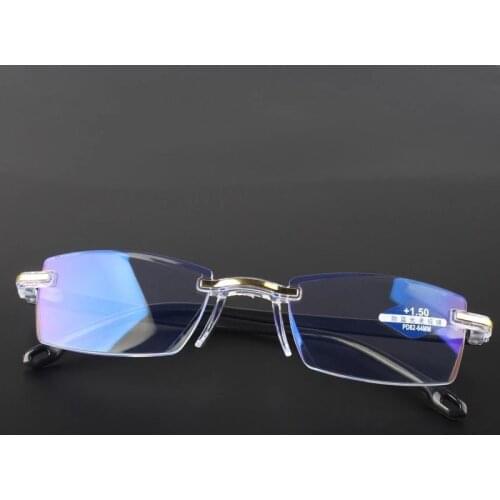 Iboode New Classic Anti Blue Light Frameless Reading Glasses Men Women Computer Goggle Presbyopia Reader Eyeglasses +1.0 To +4.0