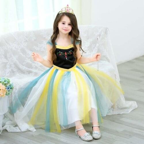 Anna dress for Girl Princess Costume Kids Halloween Clothes Children Birthday Carnival Fancy Party Disguise Clothes Elegant