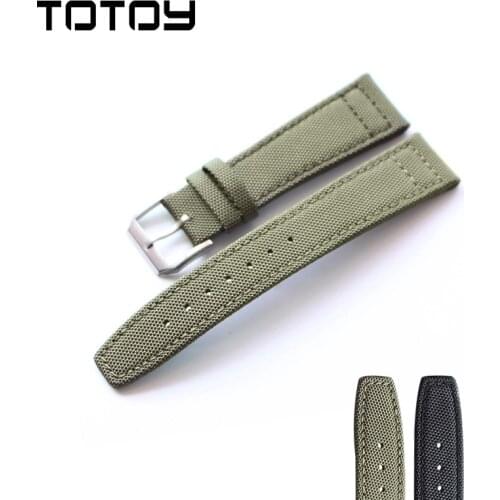 TOTOY Canvas + Leather Watchbands, 20MM 21MM 22MM Soft Leather Watchbands, Suitable For Mens Watchbands, Fast Delivery