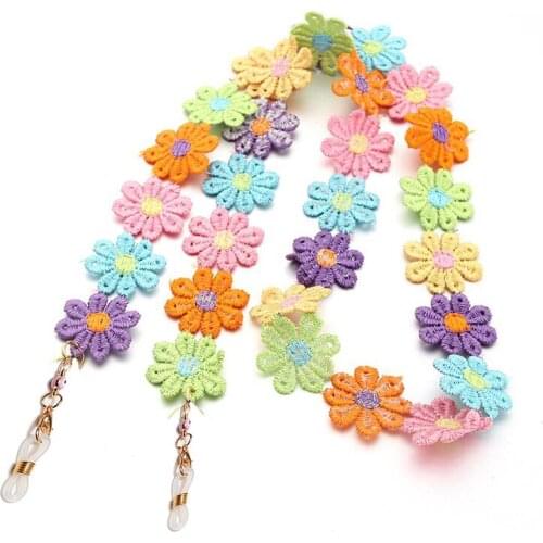 Colorful Flower Anti-lost Face Cover Lanyard Glasses Lanyard Strap Necklace for Women Wedding Long Mask Chain Necklace Jewelry