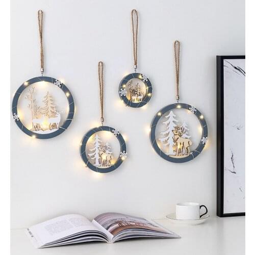 Christmas Decoration Elk Pendant Supplies Lighting Wooden Christmas Tree Decor Living Room Wall Bedroom Pendant New Year Decor