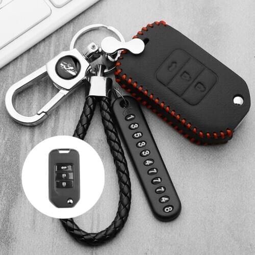 Handmade Luminous Leather Car Folding Key Cover Case For Honda Civic CR-V HR-V Accord Jade Crider Odyssey 2015- 2018 Accessories