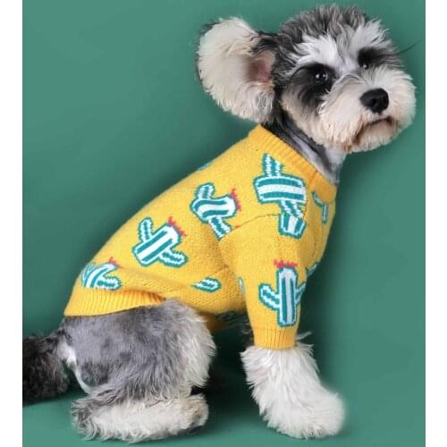 Schnauzer Adorable Puppy Sweater,Warm Dog Clothes,Lovely Cute Dog Sweater Homewear For Teddy Pug Bulldog Cartoon Printed Sweater