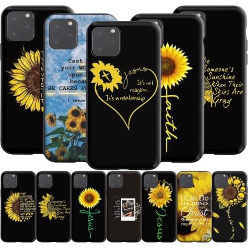 Sunflower Jesus Christ Silicone Case for Apple iPhone 13 12 Mini 11 Pro XS X XR Max 8 7 6S 6 Plus SE 5S