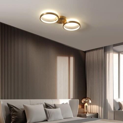 Modern Copper Gold led ceiling light for bedroom balcony aisle lights Wall Control 3 color LED lamp indoor lighting Fixtures