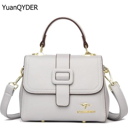 Elegant Leather Handbag Women Design Fashion Belt Buckle Shoulder Bag Solid Color Handle Bag Casual Female Crossbody Bag Wallet