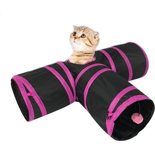 T Shaped Foldable Cat Playground Tunnel Pet Supplies Cat Toys for Small Animals Guinea Pig Hamster Squirrel Ferret Hedgehog