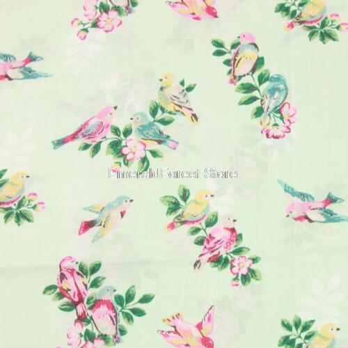 High quality Nordic wind bird print fabric, handmade DIY clothing dress baby clothes fabric 100cmx140cm