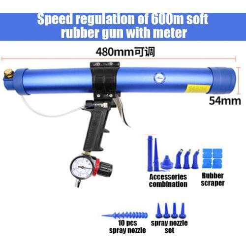 Tungfull 600ml Pneumatic Sealant Gun Adjustable Speed Pneumatic Glass Glue Gun Caulking Tool Caulking Nozzle Construction Tool