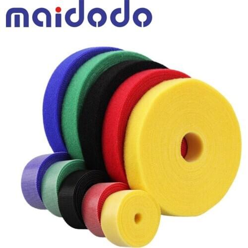 2M/5M DIY Reusable Nylon 10MM Cable Ties Manager Winder Cable Clip Ties Velcro Strap Ribbon Wire Office Desktop Management