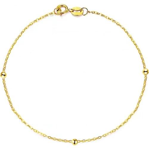 ZHIXI Genuine 18K Gold Bracelet For Women Fine Jewelry Real AU750 Solid Gold Round Ball Charm Wedding Gift B501