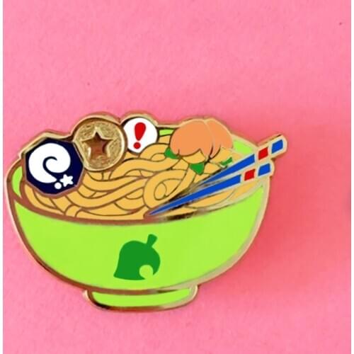 Delicious Japanese Ramen Hard Enamel Pin Fossils Coin Medal Brooch Cute Cartoon Fruit Peach Pins Animal Crossings Fans Gift
