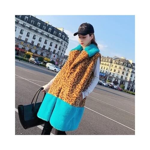 Top brand Leopard Faux New Rabbit Fur Vest M1 high quality