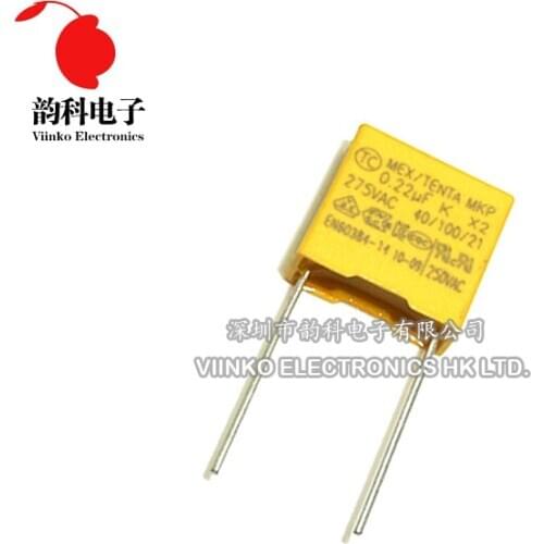 10pcs 275V X2 capacitor Pitch 10mm 275VAC X2 Polypropylene film capacitor 0.22uF 220nF