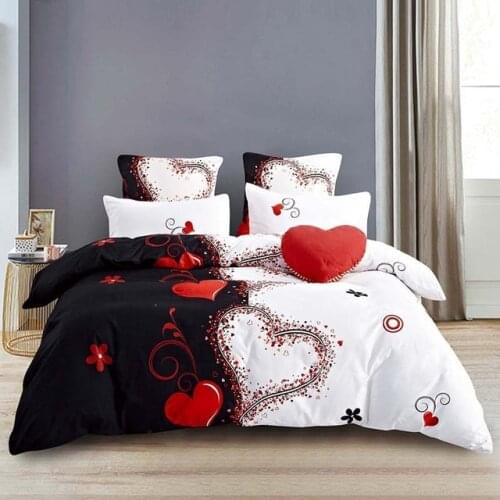 Luxury 3D Colorful Hearts Print 2/3Pcs Soft Duvet Cover PillowCase Kids Bedding Sets Queen and King Size Duvet Cove