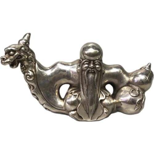 Antique bronze ware, white copper longevity star, penholder, ornament, ornament, home decoration collection