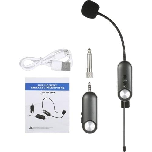 UHF Headset Wireless Microphone Instrument Mic Omni-directional Hifi Microphone Wireless Microphone Systems Receiver Transmitter