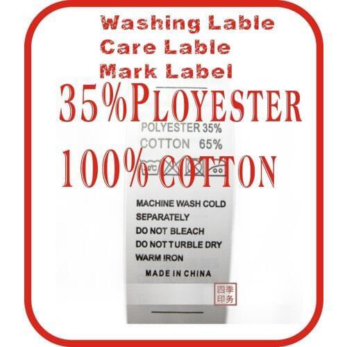 Clothes tags label,3000pcs/lot,silk printed washing label 35%Ployester 100%cotton printed mark label, care label Free shipping