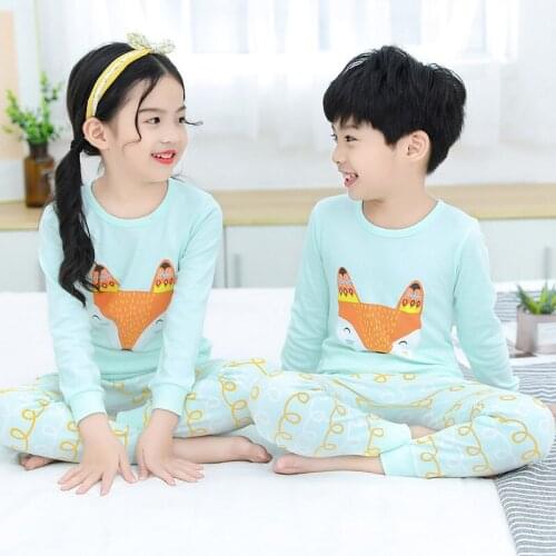 Kids Boy Girl Clothes Baby Pajamas Winter Cotton Long sleeve T Shirt Pants Pyjamas Pijamas Set Cartoon Fox Children Sleepwear
