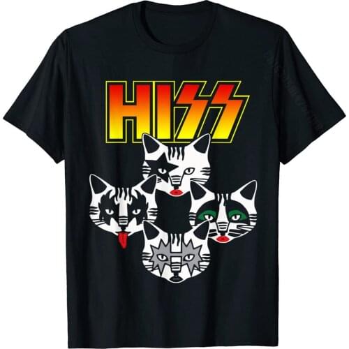 Hiss Funny Cats Kittens Rock Rockin T-Shirt Tops Tees Newest Birthday Cotton Male T Shirts Party