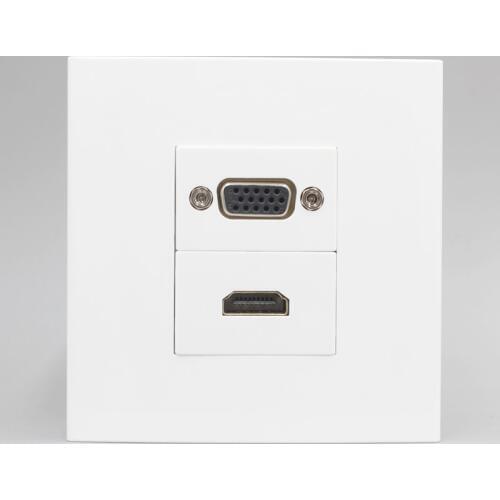 HDMI2.0 VGA Wall Plate 86mm Outlet Female To Female Faceplate Connector For DVD Projector Computer Laptop