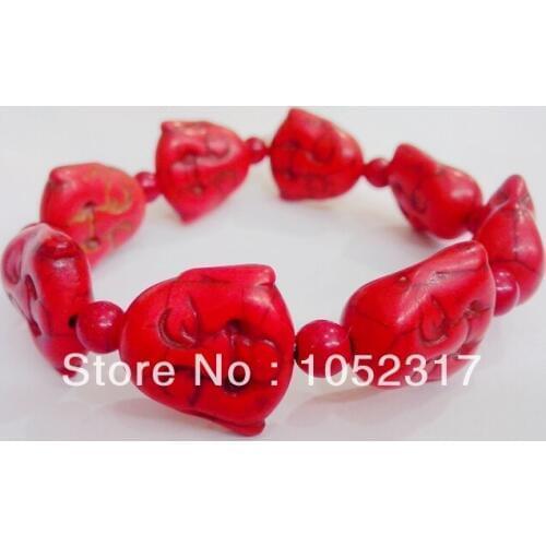 Classic Red Coral Bead Carved Buddha head Bracelet Adjustable Beautiful Woman Party Gift