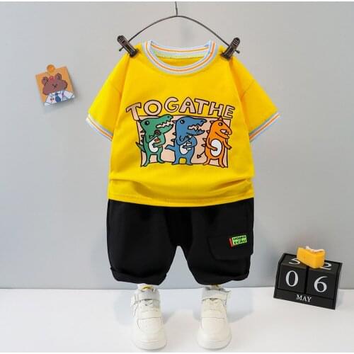 Boys' summer Korean leisure suit childrens cotton clothes short sleeve boys' 2-piece summer clothes