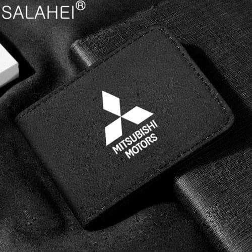 Car Documents Drivers License Bag Leather For Mitsubishi Ralliart Lancer 9 10 Asx Outlander 3 Pajero Sport L200 Badge Galant