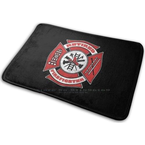 Retired Firefighter Red Maltese Cross , Retired Fireman Gift Mat Rug Carpet Anti-Slip Bedroom Entrance Door Mat Retired
