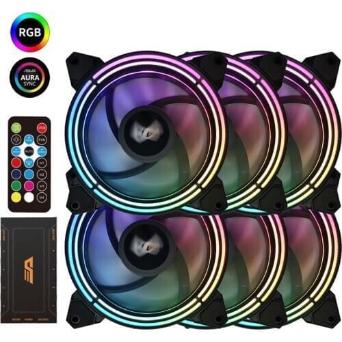 DarkFlash PC Case Cooling ARGB Fan 120mm Quiet IR Remote Colorful Fan CF11 Asus Aura Sync Cooler Cooling Adjust LED PC Case Fan