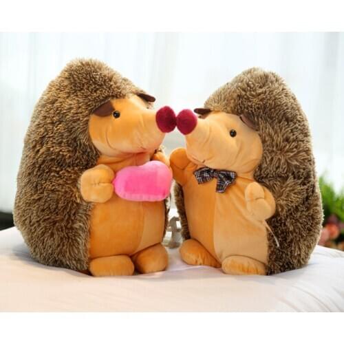 Cute Soft Tie Hedgehog Or Holding Heart Hedgehog Animal Plush Doll Couple Small Hedgehog Plush Toy Children Girl Christmas Gift