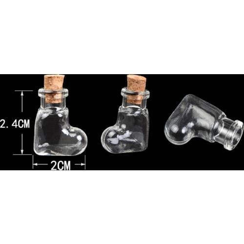 Mini Hearts Shape Bottles Pendants Small Glass Bottles With Cork Jars Gifts Vial Transparent Clear Bottles 100pcs Free Shipping