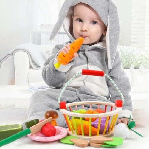 Wooden Cutting Food Set Kitchen Pretend Play House Kit Early Learning Educational Childrens Toys For Boys Girls Christmas Gifts