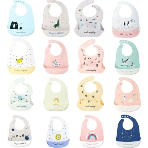 Reusable Waterproof Baby Bib Food Grade Silicone Infant Meal Pouch Easily Wipe Clean Anti Stains Toddler Feeding Bibs