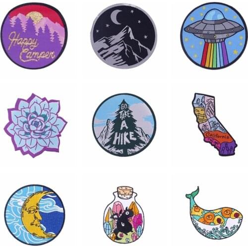 Nature Adventure Outdoor Travel Embroidery Patch Sewing Iron on Patches For Clothes Fashion Accessories Applique Decor Sewing