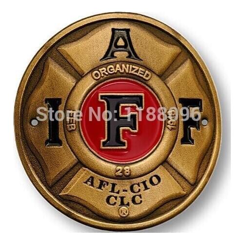 Low price custom IAFF FIRE HIKING STICK STAFF CHALLENGE COIN cheap custom metal coins